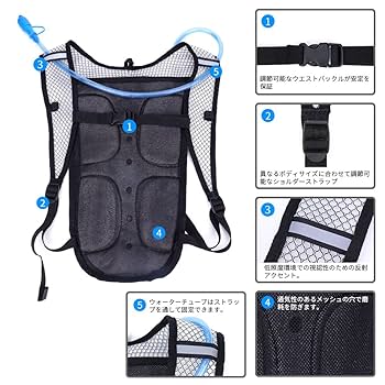 Amazon.co.jp: ハイドレーションパック 防水 軽量 2L給水袋広口